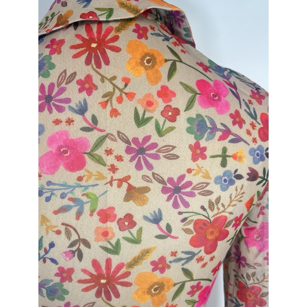 Natural Life Womens Boho Mesh Floral Button Front Top Size Small Long Sleeve New - Picture 10 of 16